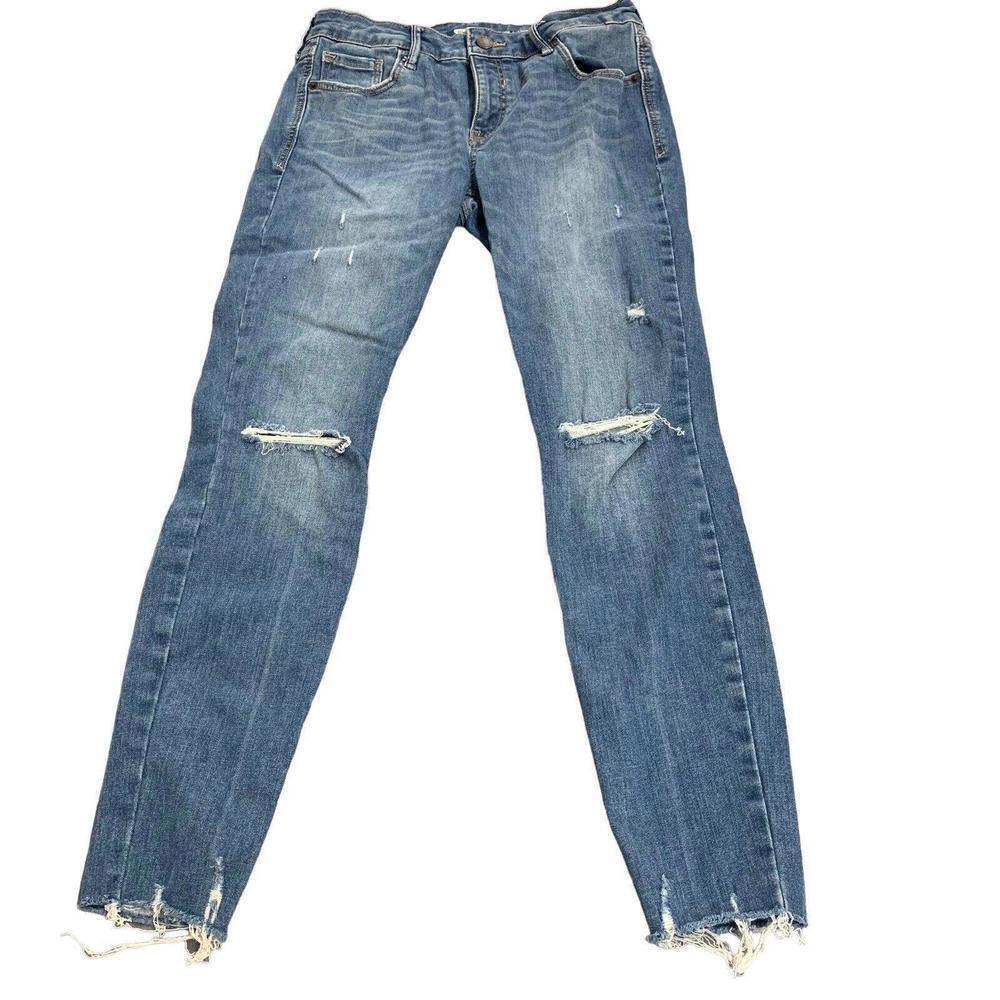 Old Navy Womens Rockstar Super Skinny Cropped Distressed Blue Jeans Size 4​​​​​